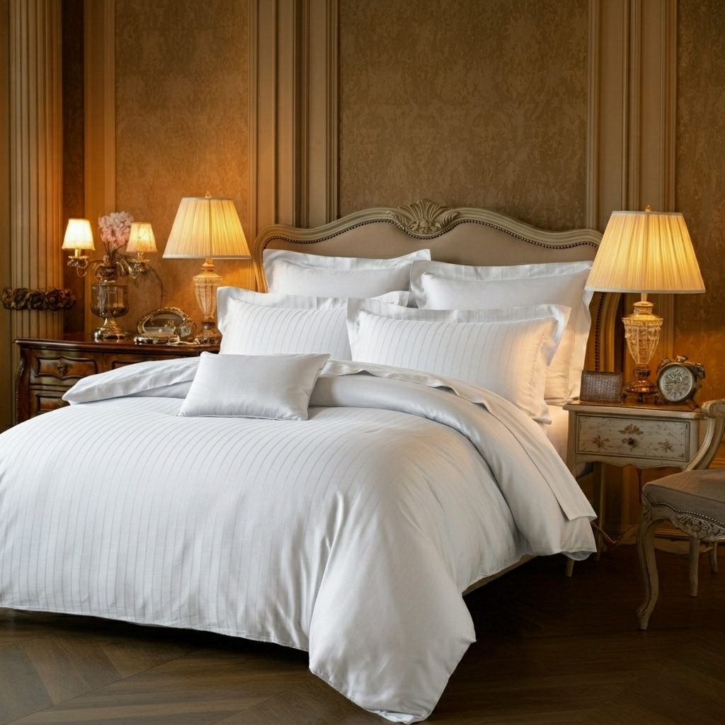 Pinstripes Baumwolle Jacquard White Set